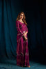 Wine Purple Satin Silk Saree with Metallic Zari Designer Party Wear
