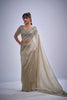 Light Gold Tissue Silk Saree with Zari Border Designer Blouse