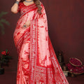 Red Banarasi Silk Saree Zari Border Traditional Weaving Saree
