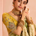 Olive Green Soft Silk Saree with Zari Weaving Designer Blouse
