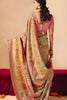 Premium Pink Gold Silk Saree Floral Zari Border Heritage Print Pallu