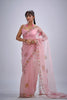 Pink Organza Saree with Floral Embroidery Border Designer Saree