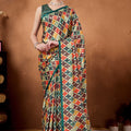 Multi Color Printed Saree with Contrast Border Designer Saree