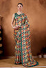 Multi Color Printed Saree with Contrast Border Designer Saree