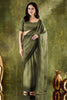 Olive Green Embroidered Designer Saree with Matching Blouse