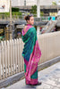 Green Pink Banarasi Patola Silk Saree with Rich Zari Border