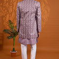 Outstanding Lavender Indo Western Sherwani for Men With Designer Jacquard Jacket