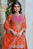 Wonderful Orange Embroidered Chinon Palazzo Suit Dupatta for Women