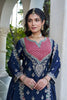 Stylish Navy Blue Embroidered Chinon Palazzo Suit Dupatta for Women