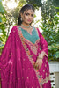 Beautiful Rani Pink Embroidered Chinon Palazzo Suit Dupatta for Women