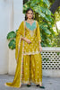 Elegant Mustard Yellow Embroidered Chinon Palazzo Suit Dupatta for Women