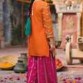 Festive Orange Chinon Embroidered Palazzo Suit Set Dupatta for Women