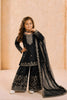 Elegant Black GMY Silk Embroidered Pakistani Style Palazzo Suit Set for Girls