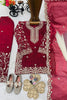 Lovely Wine GMY Silk Embroidered Pakistani Style Palazzo Suit Set for Girls