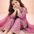 Beautifull Pink GMY Silk Embroidered Pakistani Style Palazzo Suit Set for Girls