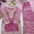 Beautifull Pink GMY Silk Embroidered Pakistani Style Palazzo Suit Set for Girls