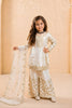 Royal Off White GMY Silk Embroidered Pakistani Style Palazzo Suit Set for Girls
