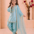 Premium Sky Blue GMY Silk Embroidered Pakistani Style Suit Set for Girls