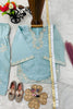 Premium Sky Blue GMY Silk Embroidered Pakistani Style Suit Set for Girls