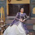 Stylish Purple Cosmos Silk Embroidered Lehenga Choli with Ivory Flared Skirt
