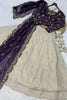 Stylish Purple Cosmos Silk Embroidered Lehenga Choli with Ivory Flared Skirt