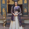 Stylish Purple Cosmos Silk Embroidered Lehenga Choli with Ivory Flared Skirt