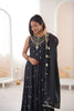 Dark Black Roman Silk Embroidered Anarkali Suit Heavy Sequin Work Dupatta