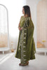 Beautifull Olive Green Roman Silk Embroidered Anarkali Suit Heavy Sequin Work Dupatta