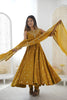 Royal Mustard Yellow Roman Silk Embroidered Anarkali Suit Heavy Sequin Work Dupatta