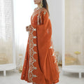 Elegant Rust Orange Roman Silk Embroidered Anarkali Suit Heavy Sequin Work Dupatta