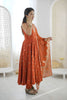 Elegant Rust Orange Roman Silk Embroidered Anarkali Suit Heavy Sequin Work Dupatta
