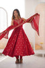 Vibrant Wine Red Roman Silk Embroidered Anarkali Suit Heavy Sequin Work Dupatta