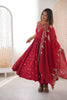 Vibrant Wine Red Roman Silk Embroidered Anarkali Suit Heavy Sequin Work Dupatta
