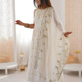 Off White Roman Silk Embroidered Anarkali Suit with Heavy Sequin Work Dupatta