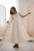 Off White Roman Silk Embroidered Anarkali Suit with Heavy Sequin Work Dupatta