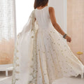 Off White Roman Silk Embroidered Anarkali Suit with Heavy Sequin Work Dupatta