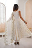 Off White Roman Silk Embroidered Anarkali Suit with Heavy Sequin Work Dupatta