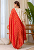 Elegant Beige Silk Blend Embroidered Salwar Suit Designer Red Dupatta