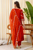 Beautifull Rust Orange Silk Blend Embroidered Anarkali Salwar Suit Designer Dupatta