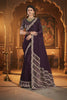 Designer Purple Silk Saree Matching Blouse Ethnic Wear 