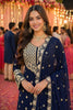 Premium Real Georgette Navy Blue Embroidered Sharara Suit Designer Dupatta