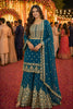 Royal Teal Blue Georgette Embroidered Sharara Suit Designer Dupatta