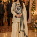 Elegant Cream Embroidered Palazzo Suit Designer Dupatta for Women