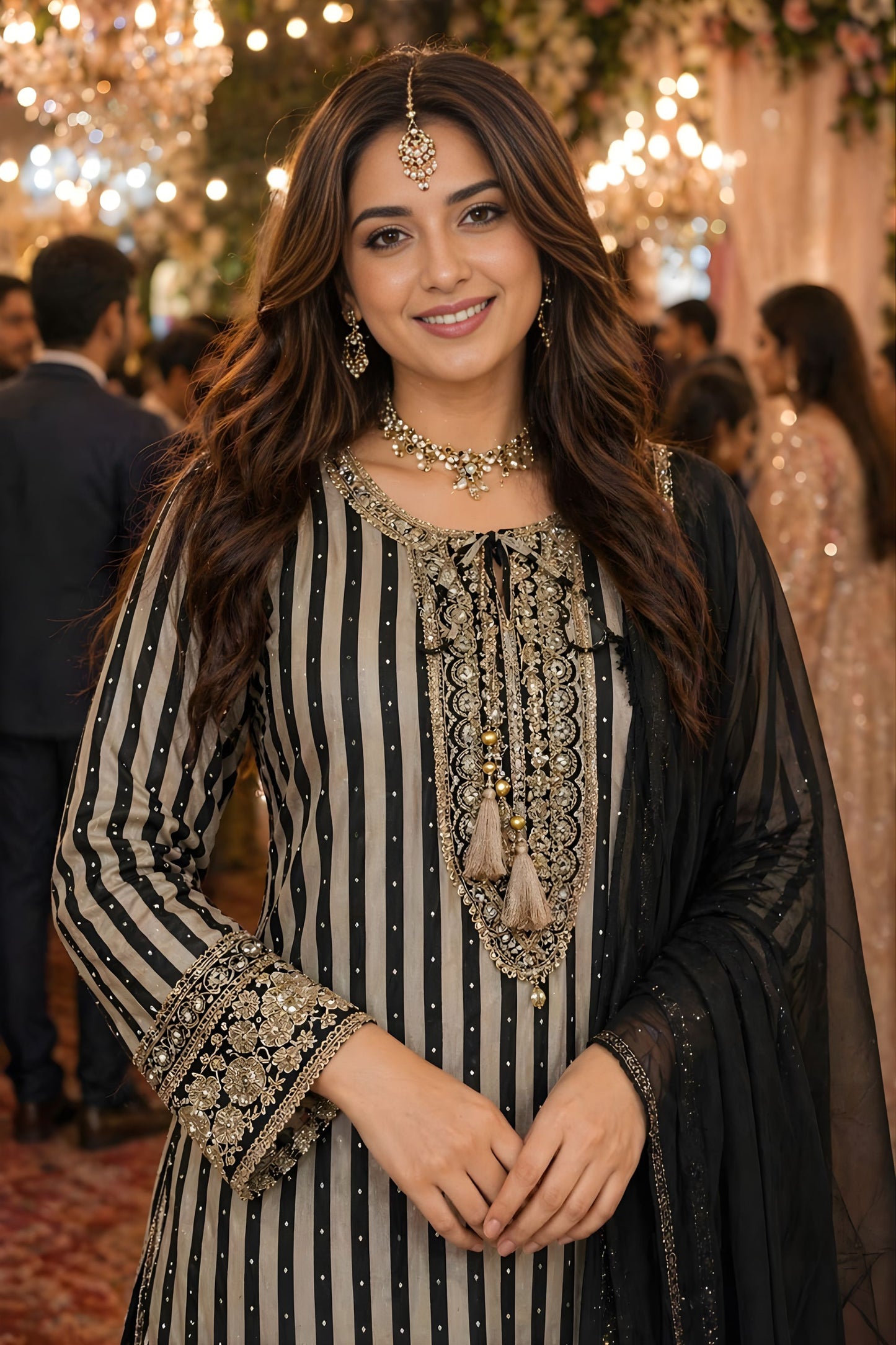 Elegant Black Embroidered Salwar Suit Designer Net Dupatta for Women