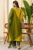 Premium Mustard Yellow Silk Blend Embroidered Salwar Suit with Green Organza Dupatta