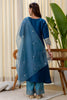Lovely Teal Blue Silk Blend Embroidered Salwar Suit with Organza Dupatta for Women