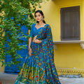 Trendy Royal Blue Tassar Silk Kalamkari Print Lehenga Choli with Designer Dupatta