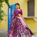 Lovely Pink Tassar Silk Kalamkari Print Lehenga Choli with Designer Dupatta
