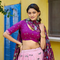 Lovely Pink Tassar Silk Kalamkari Print Lehenga Choli with Designer Dupatta