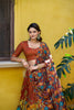 Elegant Rust Orange Tassar Silk Kalamkari Print Lehenga Choli with Designer Dupatta
